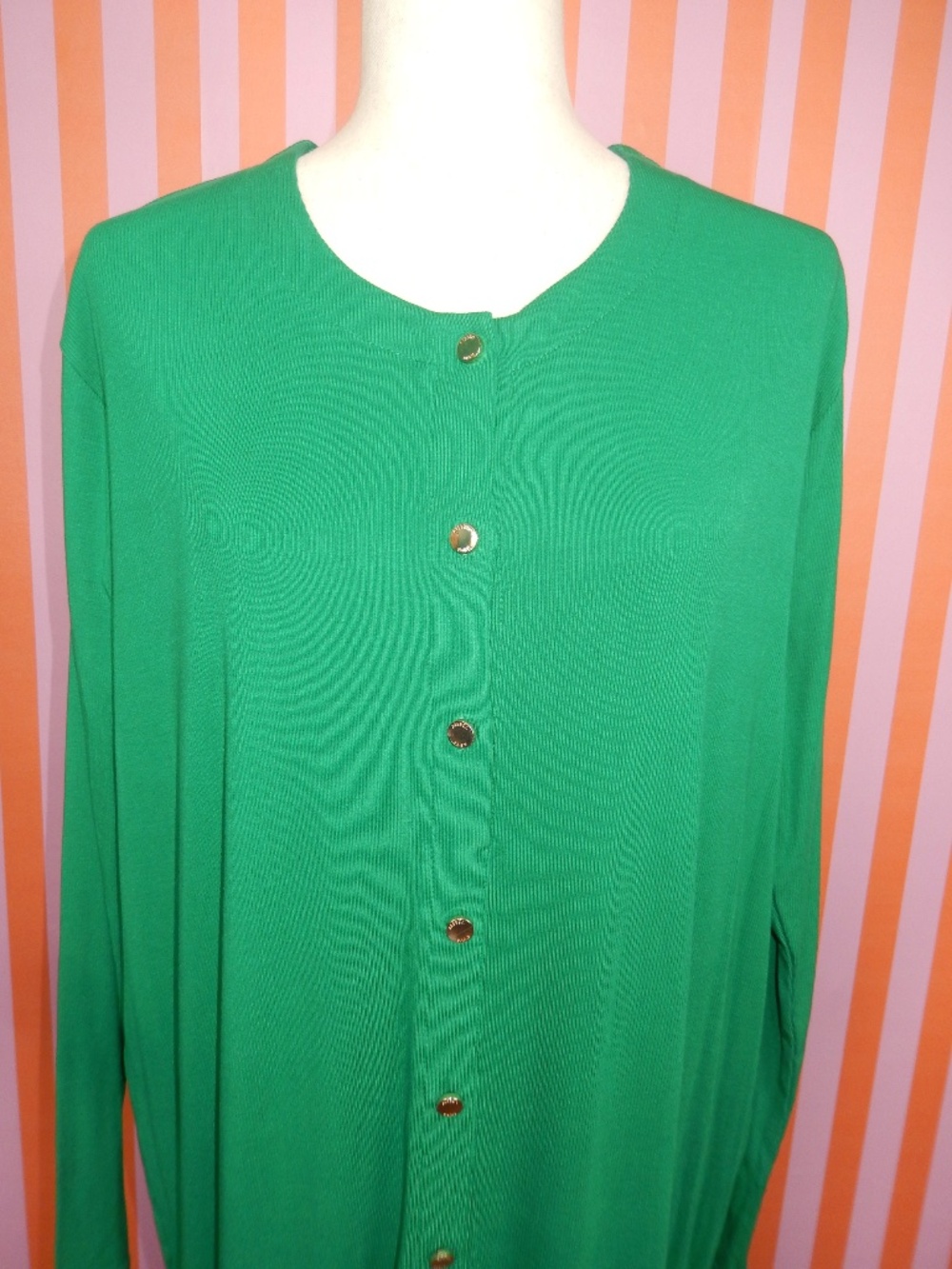 Aleeza Paris Kelly Green Knit Ribbed Button Down Lounge Midi Dress New L - Picture 5 of 8